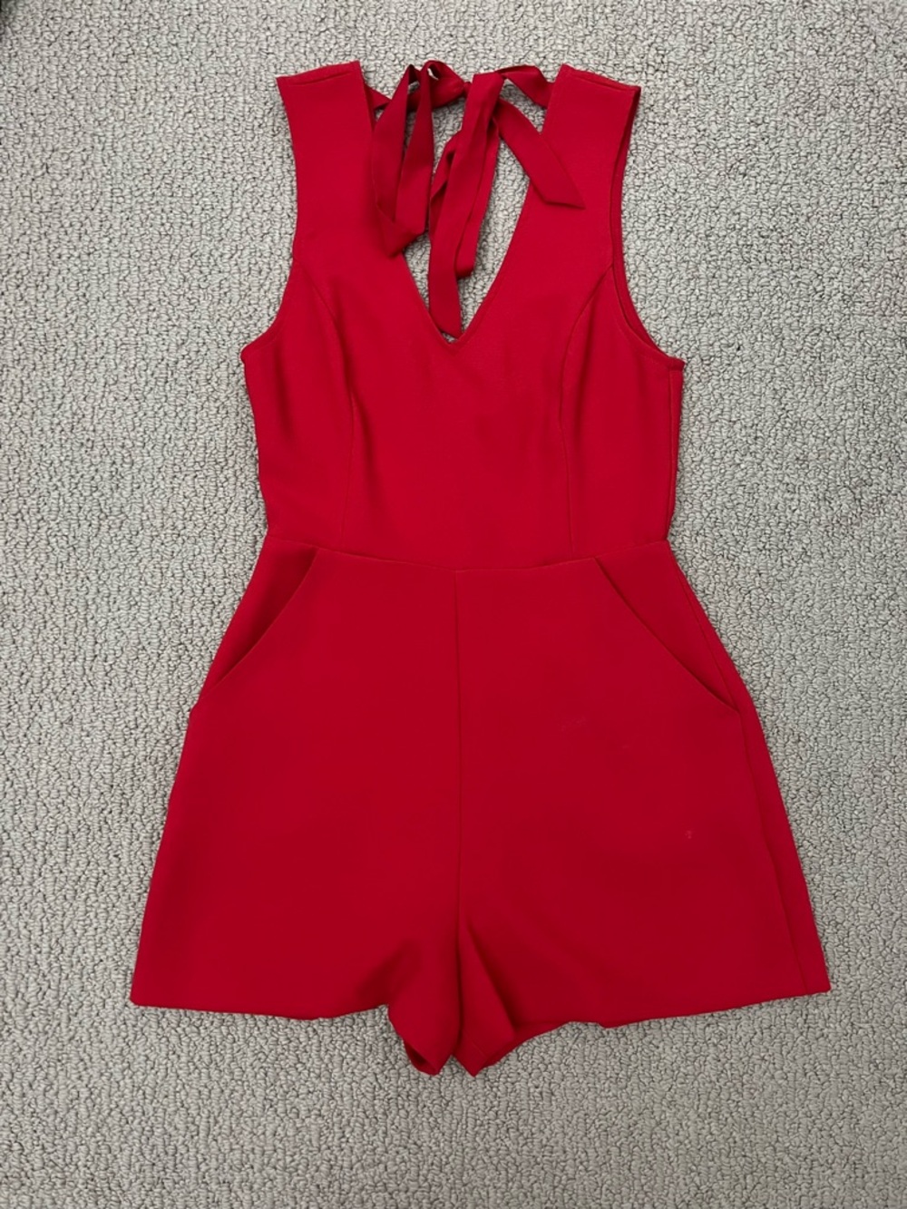BCBGeneration Red Halter Tie-Back Romper